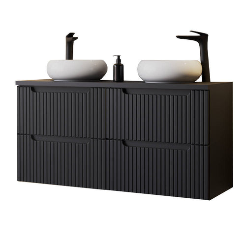 Doppelwaschtisch Skelbolu 120x72x40 cm Schwarz [en.casa]