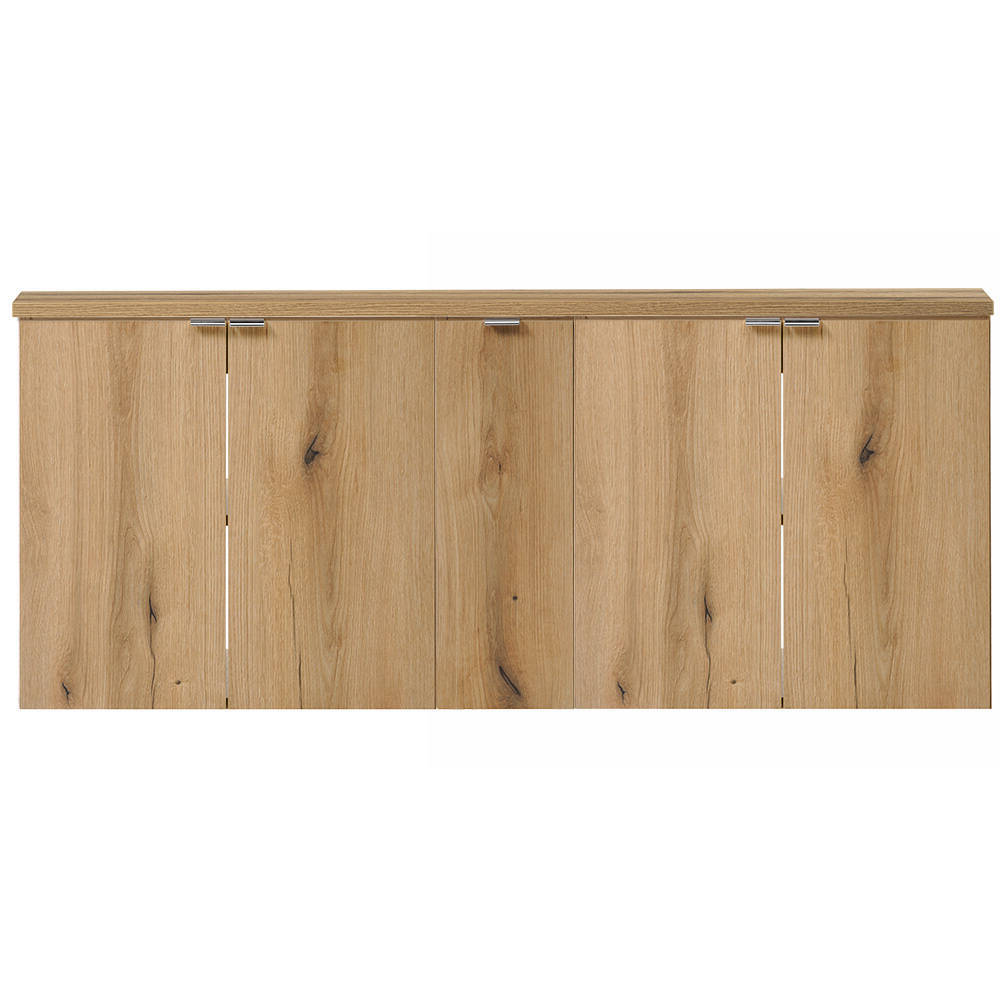 Doppelwaschtisch Skelbolu 140x60x40 cm mit Türen und Schubladen Eiche [en.casa]