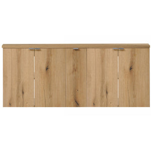 Doppelwaschtisch Skelbolu 140x60x40 cm mit Türen und Schubladen Eiche [en.casa]
