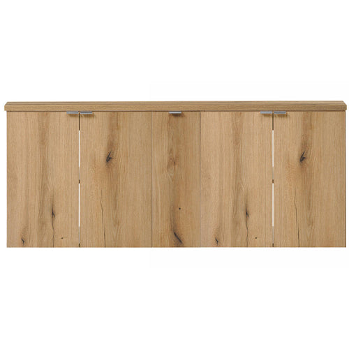 Doppelwaschtisch Skelbolu 140x60x40 cm mit Türen und Schubladen Eiche [en.casa]