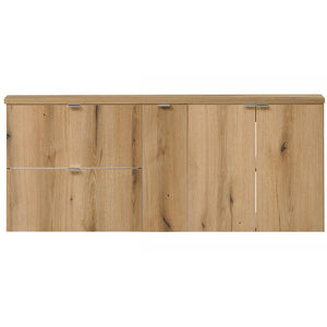 Doppelwaschtisch Skelbolu 140x60x40 cm mit Türen und Schubladen Eiche [en.casa]