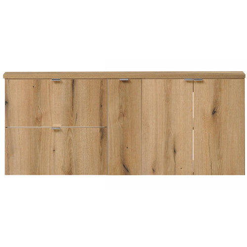 Doppelwaschtisch Skelbolu 140x60x40 cm mit Türen und Schubladen Eiche [en.casa]
