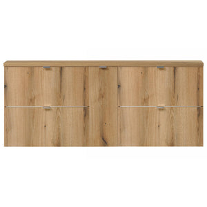 Doppelwaschtisch Skelbolu 140x60x40 cm mit Türen und Schubladen Eiche [en.casa]