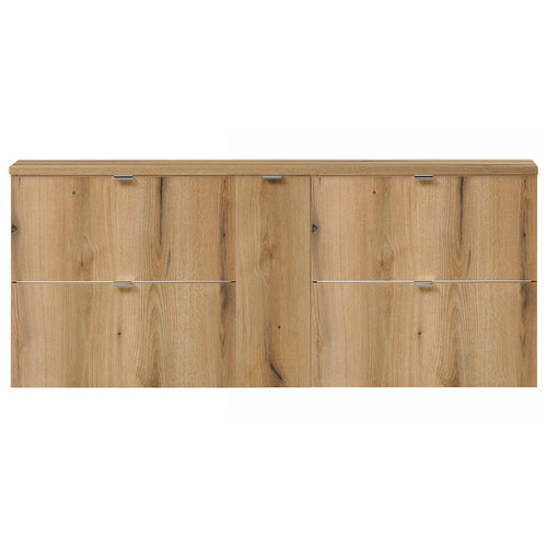 Doppelwaschtisch Skelbolu 140x60x40 cm mit Türen und Schubladen Eiche [en.casa]