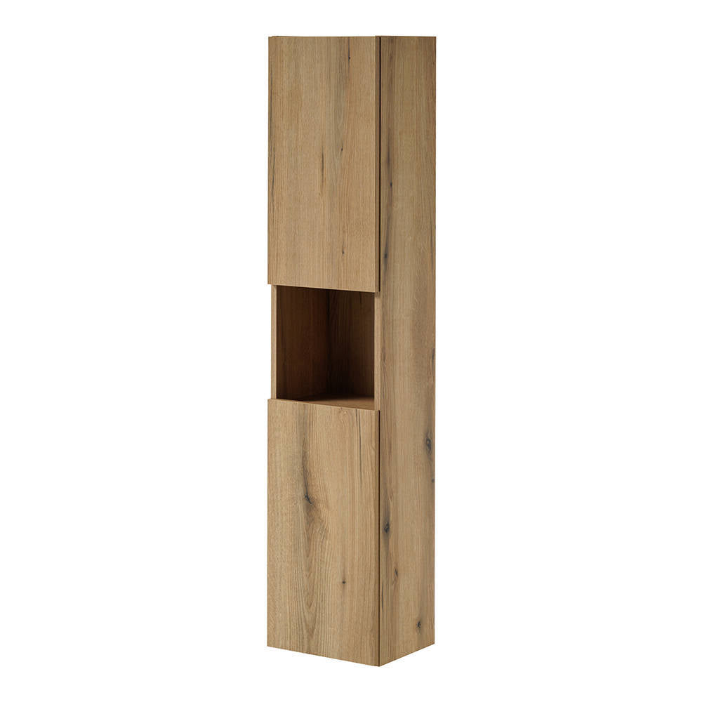 Hochschrank Skelbolu 140x30x25 cm Eichenoptik [en.casa]