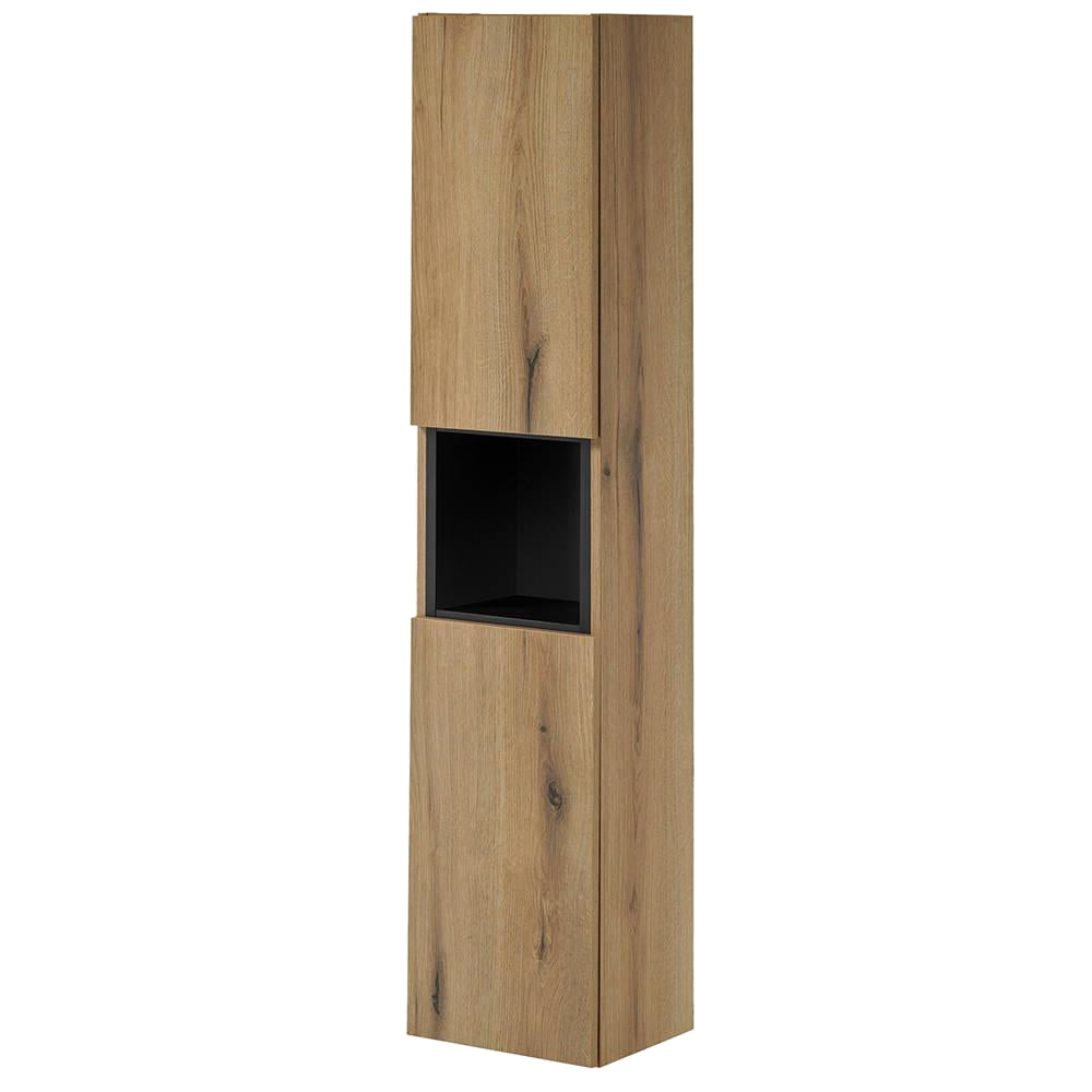 Hochschrank Skelbolu mit Regaleinsatz 30x140x25 cm Eichenoptik [en.casa]