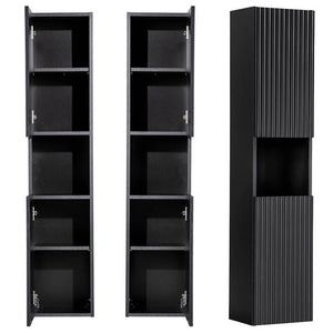 Hochschrank Skelbolu 140x30x25 cm Schwarz [en.casa]