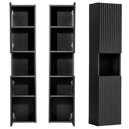 Hochschrank Skelbolu 140x30x25 cm Schwarz [en.casa]