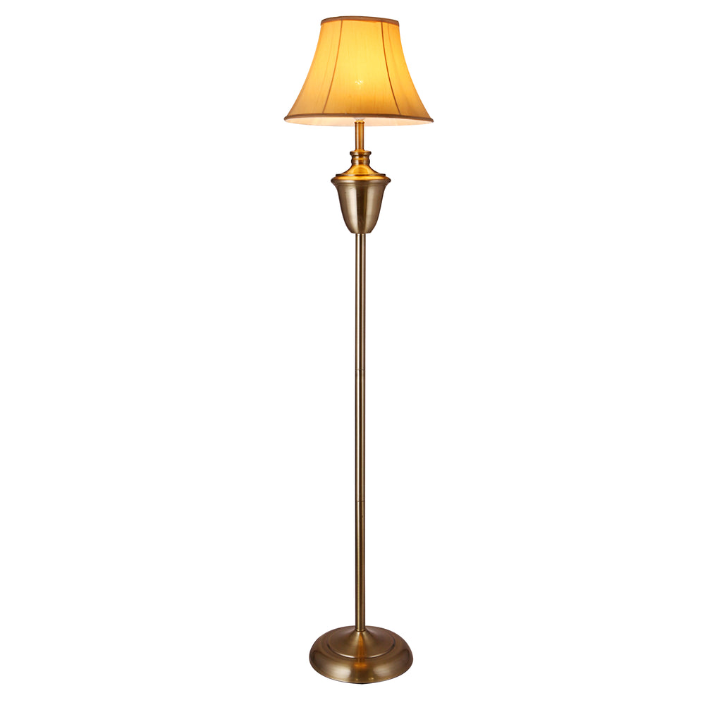 Stehleuchte Madrid 1x E27 Ø35x157 cm Messingfarben/Beige lux.pro