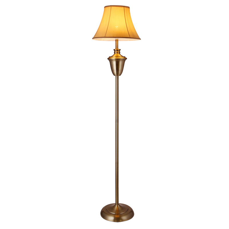 Maßskizze Stehleuchte Madrid 1x E27 Ø35x157 cm Messingfarben/Beige lux.pro